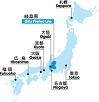 日本における大垣市の位置