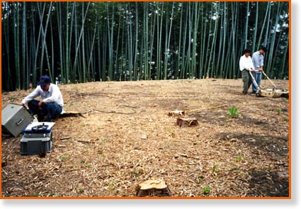 墳頂部の地中レーダ探査の写真