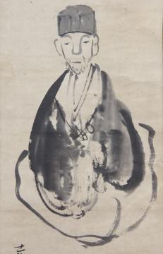 井上士朗筆「春もやや」句芭蕉坐像