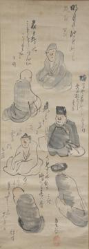 横井金谷筆 六俳聖図 全体