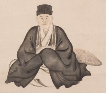 鈴木其一筆「蓬莱に」句芭蕉坐像