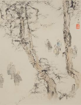 大垣に入る芭蕉（『奥の細道画冊』より）　全体
