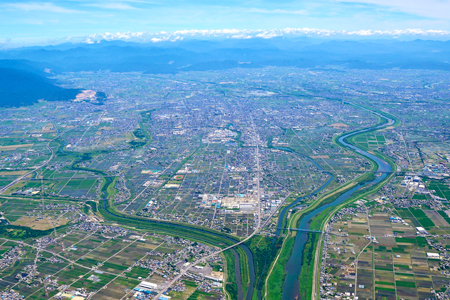 上空から見た大垣市の写真