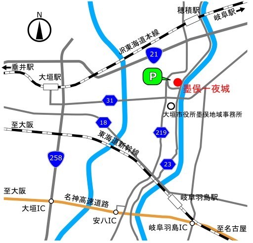 墨俣一夜城周辺地図